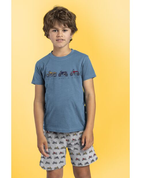 Blauer Kurzarm-Lauf-Pyjama von Diver