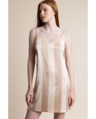 Camicia da notte di lusso a righe con cinturini rosa pallido