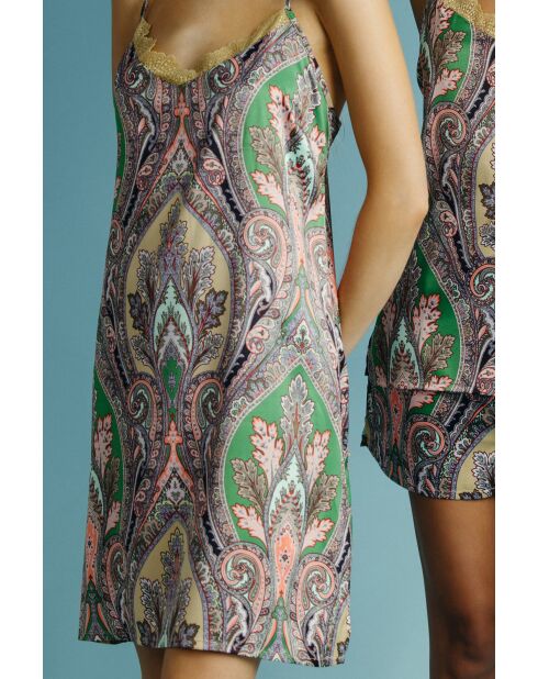 Camisón de cachemir con tirantes multicolores