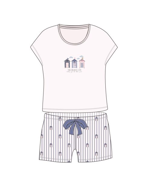 The Beach Life roze pyjama met verlaagde mouwen