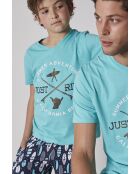 Pigiama turchese a maniche corte Just Ride