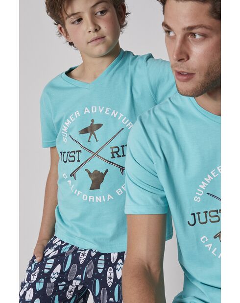 Pigiama turchese a maniche corte Just Ride