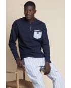 Pijama stripper azul marino de manga larga