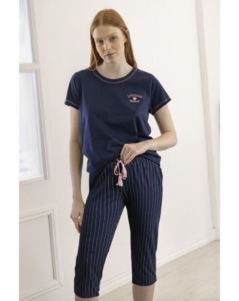 Loading Energy - Stay At Home Marineblauwe pyjama met korte mouwen