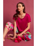 Pyjama met korte mouwen en felgekleurde fuchsiabloemen