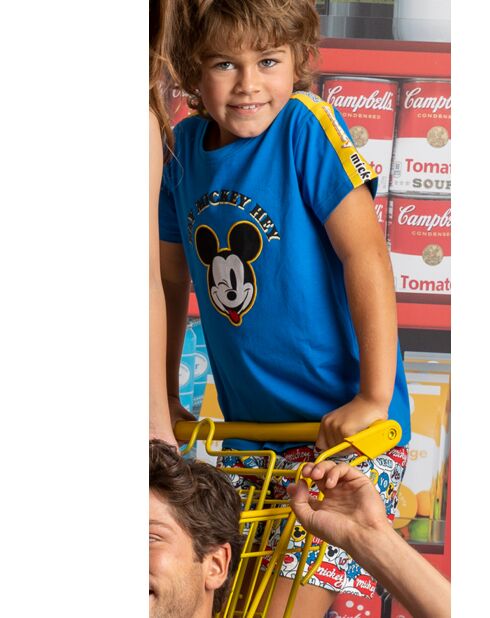 Blauer Kurzarm-Pyjama Disney Hey Mickey