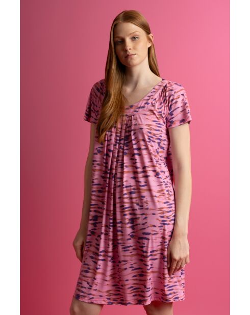 Robe à manches tombantes rose