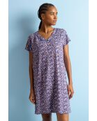 Liberty-Kleid mit kurzen Ärmeln in Blau und Rosa