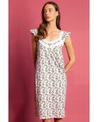 Ärmelloses Kleid, lila Traumblumenmuster