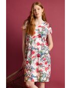 Robe à manches tombantes , style tropical rouge