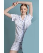 Pigiama a maniche corte aperte, danza blu con motivo a cigni