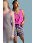 Pijama sin mangas con estampado floral mandala morado