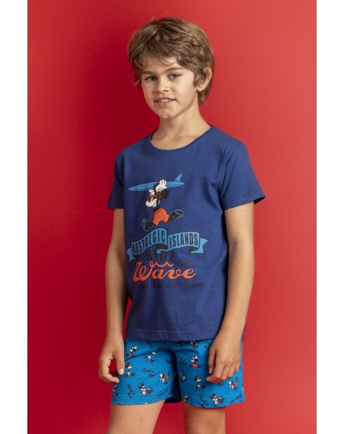 Blauer Kurzarm-Pyjama Disney Ride The Wave