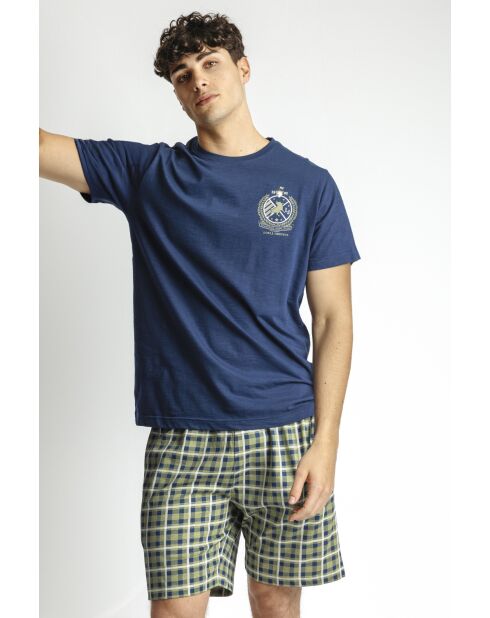 Lois Kurzarm-Pyjama mit marineblauem Schutz