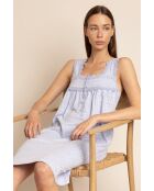 Camicia da notte senza maniche, classico motivo a fiori blu