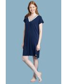 Marineblaues Kurzarmkleid