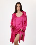 Déshabillé à manches longues à pois fuchsia