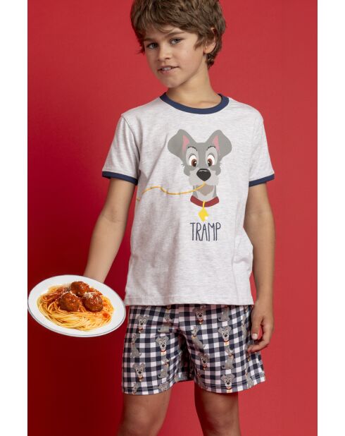 Blauer Kurzarm-Pyjama von Disney La Belle et le Tramp