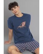 Pigiama a maniche corte con motivo blu generale