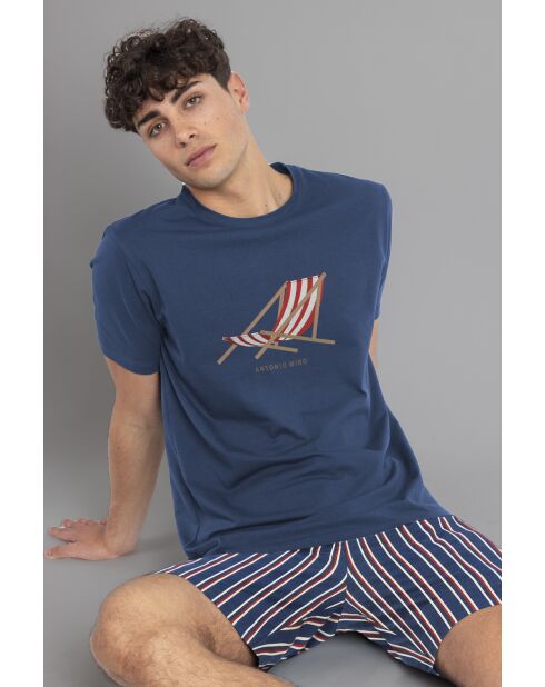 Pigiama a maniche corte con motivo blu generale