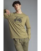 Caferacer Antonio Miro khakifarbener Langarm-Pyjama