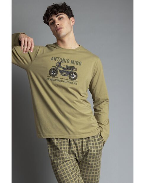 Caferacer Antonio Miro khakifarbener Langarm-Pyjama