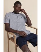 Klassischer blauer Chevron-Kurzarm-Pyjama