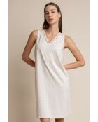 Camicia da notte classica senza maniche a pois in cotone biologico beige