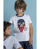 Pigiama a manica corta DIVER Wild Crazy Guy Jasper grigio