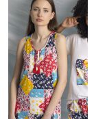 Robe sans manches patchwork multicolore