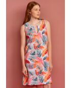 Ärmelloses Kleid, blaues Blattmuster