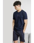 Pigiama blu scuro a manica corta