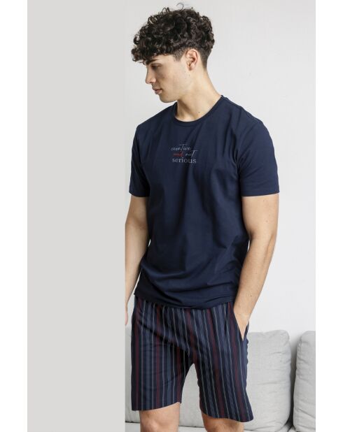 Pigiama blu scuro a manica corta