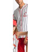 Pigiama aperto a maniche corte bianco Snoopy Strike Peanuts