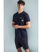 Pijama de manga corta colección azul marino