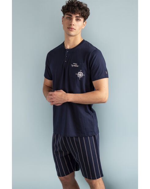 Pijama de manga corta colección azul marino