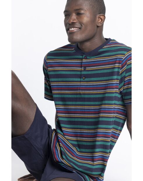 Pigiama Diver a manica corta, modello Never Stop Rolling blu marino