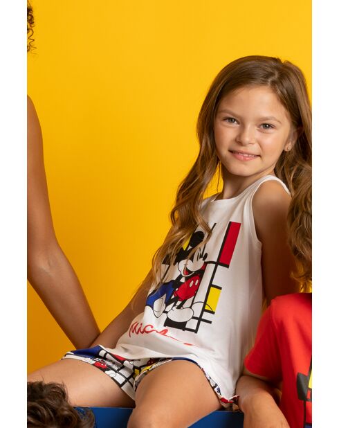 Witte pyjama zonder mouwen Disney Mickey Mondriaan