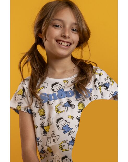 Peanuts pyjama met korte mouwen, wit feestthema voor vriendinnen