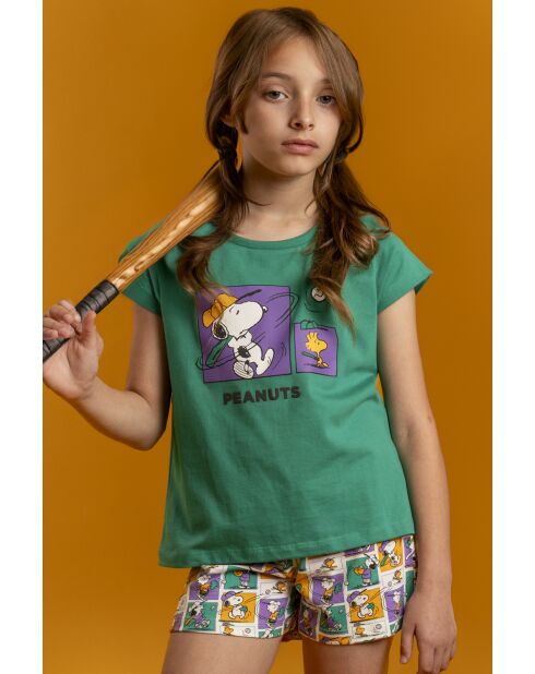 Pyjama à manches courtes Peanuts Good Grief vert