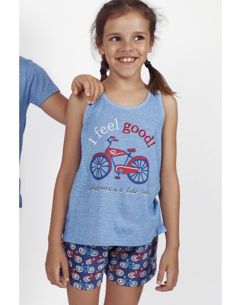 Feel Good blauer Pyjama mit Riemen