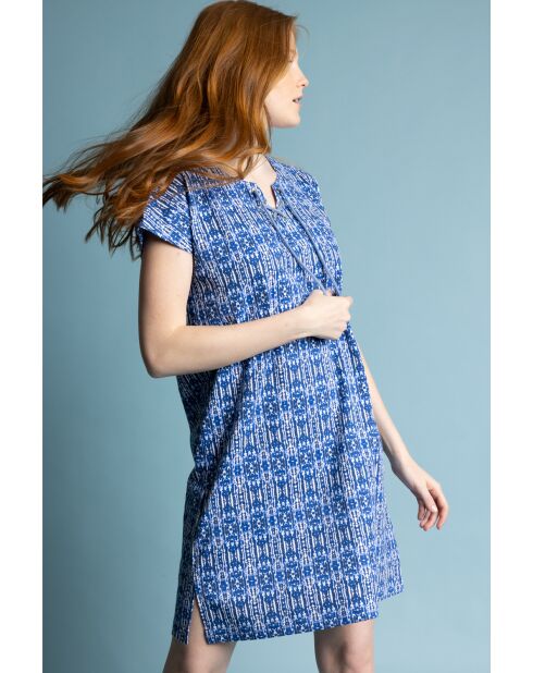 Robe à manches tombantes Ibiza Trip bleue