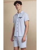 Pigiama a maniche corte a righe blu scuro