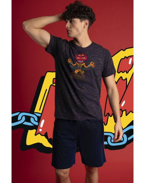 Disney-Pyjama mit kurzen Ärmeln, marineblau Allgemeines Muster