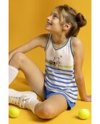 Peanuts pyjama zonder mouwen, blauwe tennisclubstijl