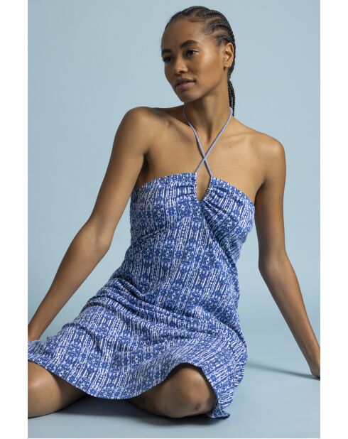 Ibiza Trip blauwe jurk met korte mouwen