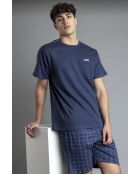 Antonio Miro Reise-Pyjama, blaue Kurzarm