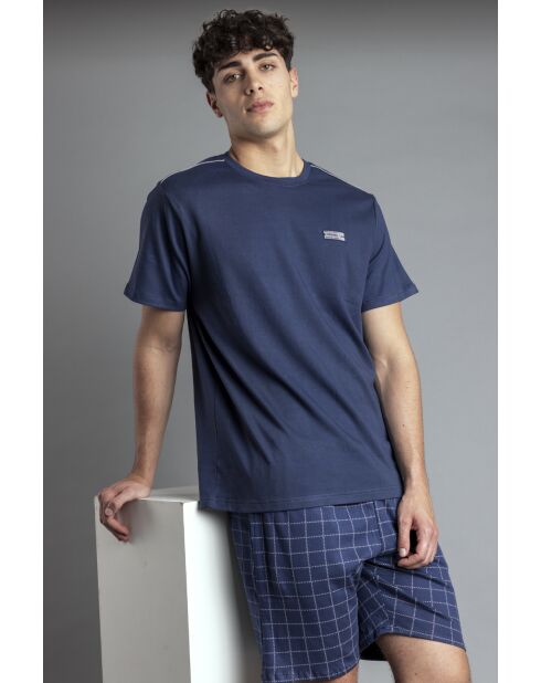 Antonio Miro Reise-Pyjama, blaue Kurzarm