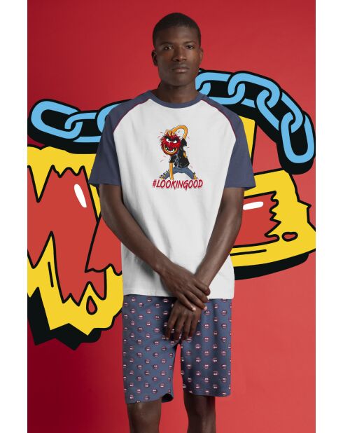 Disney-pyjama met korte mouwen, blauw, algemeen patroon