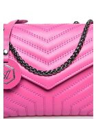 Eleonora fuchsia leren schoudertas - 16x21x8 cm